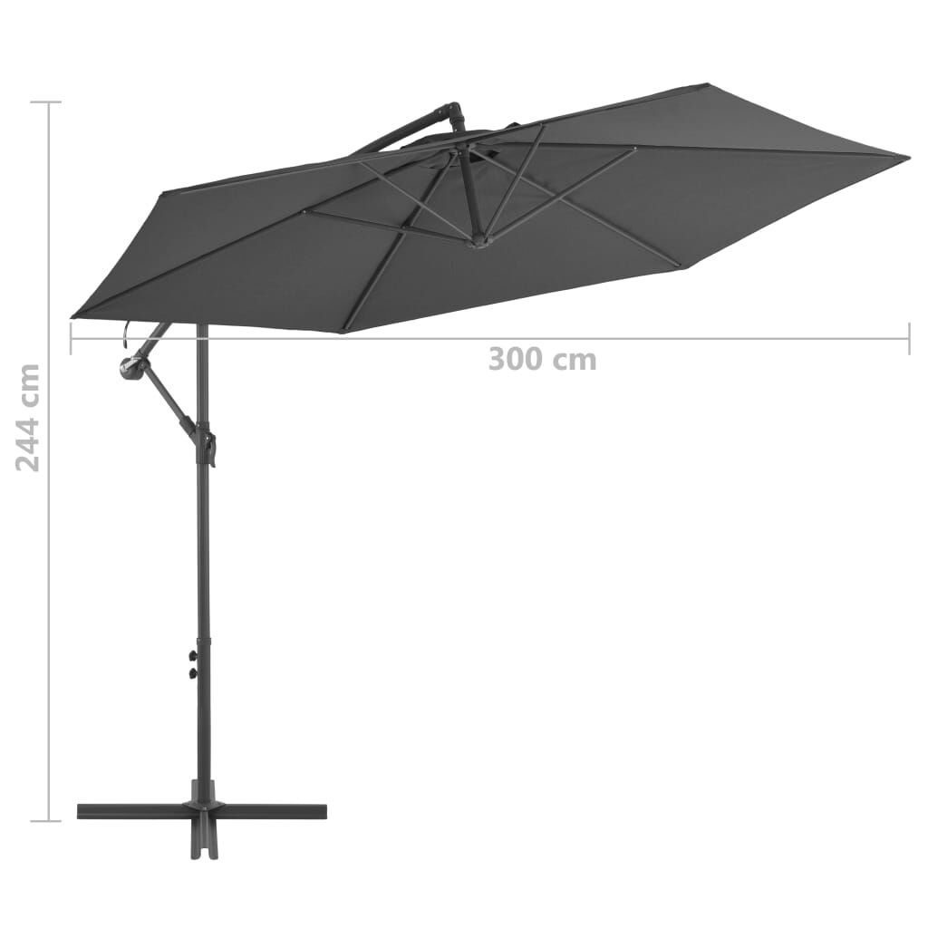 Vidaxl Sombrilla Voladiza Con Poste De Aluminio Gris Antracita 300 Cm_2
