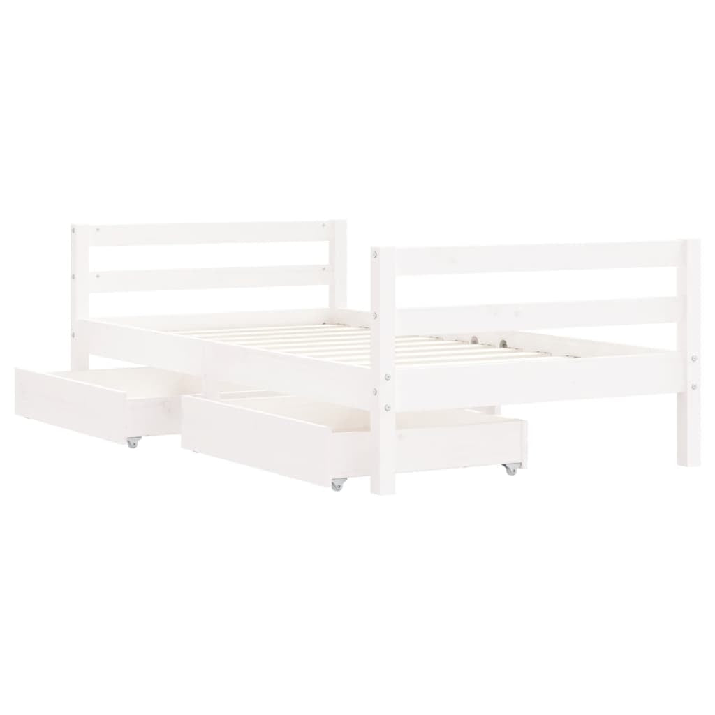 Vidaxl Estructura Cama Infantil Y Cajones Madera Pino Blanco 80x160 Cm_3