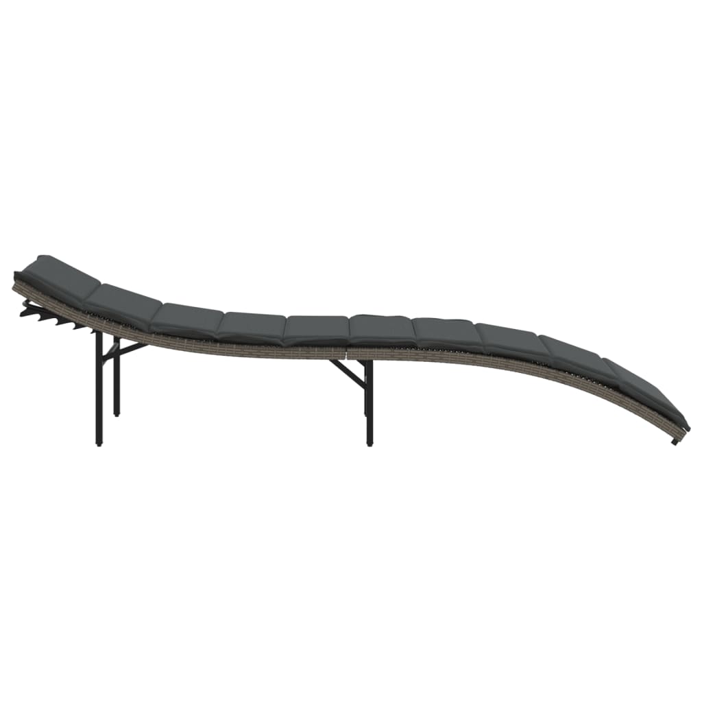 Tumbona Con Cojín Ratán Sintético Gris 55x199x50 Cm / Vetonek_0