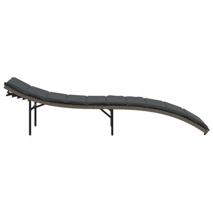 Tumbona Con Cojín Ratán Sintético Gris 55x199x50 Cm / Vetonek_0