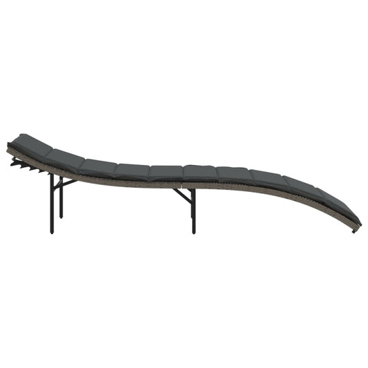 Tumbona Con Cojín Ratán Sintético Gris 55x199x50 Cm / Vetonek_0