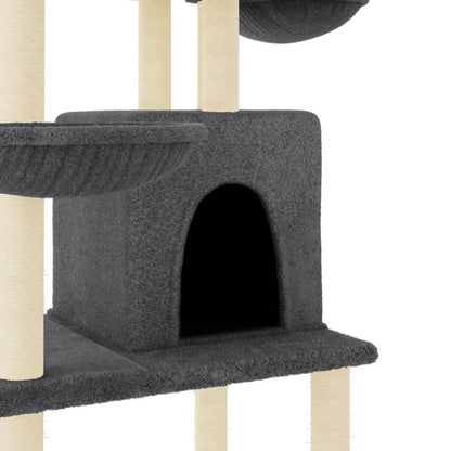 Vidaxl Rascador Para Gatos Con Postes De Sisal Gris Oscuro 180 Cm_5