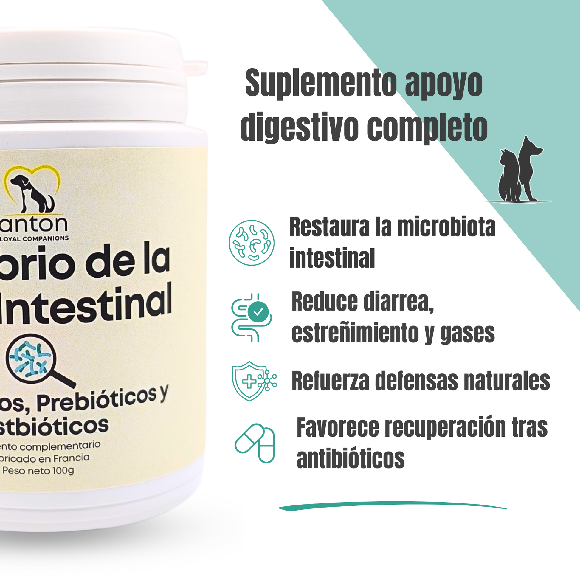 Suplemento natural para el equilibrio de la flora intestinal de perros y gatos – 100 g_1