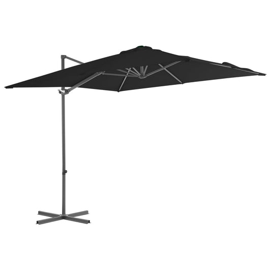 Vidaxl Sombrilla Jardín Voladiza Palo De Acero Negro 250x250 Cm_0