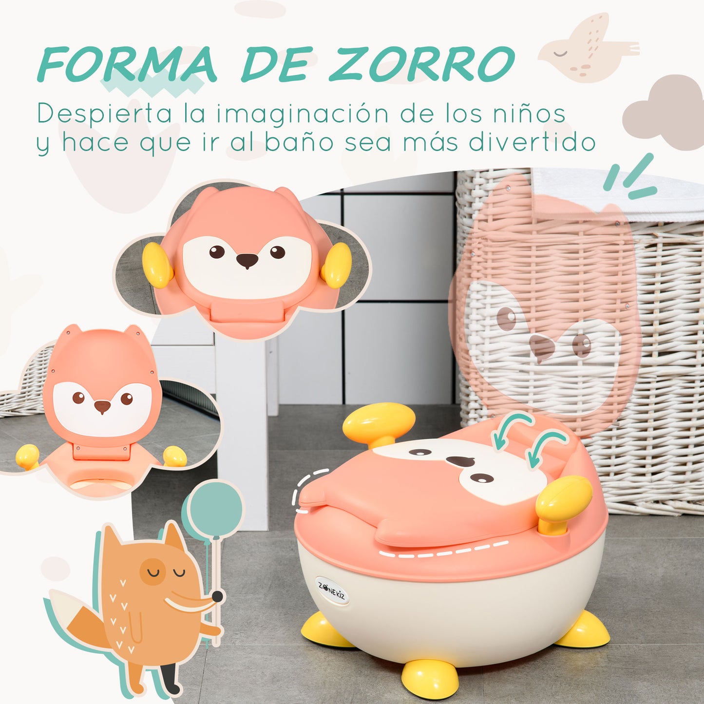Zonekiz Orinal Infantil Para Bebé De 6-36 Meses Wc Aprendizaje 4,5x35x23 Cm Rosa_4