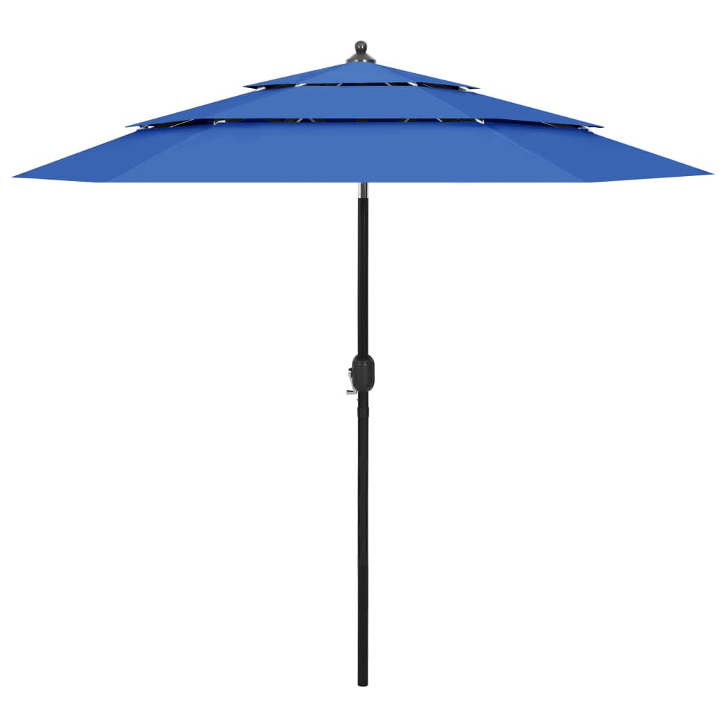 Vidaxl Sombrilla Jardín 3 Niveles Palo De Aluminio Azul Celeste 2,5 M_0