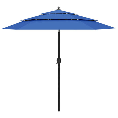 Vidaxl Sombrilla Jardín 3 Niveles Palo De Aluminio Azul Celeste 2,5 M_0