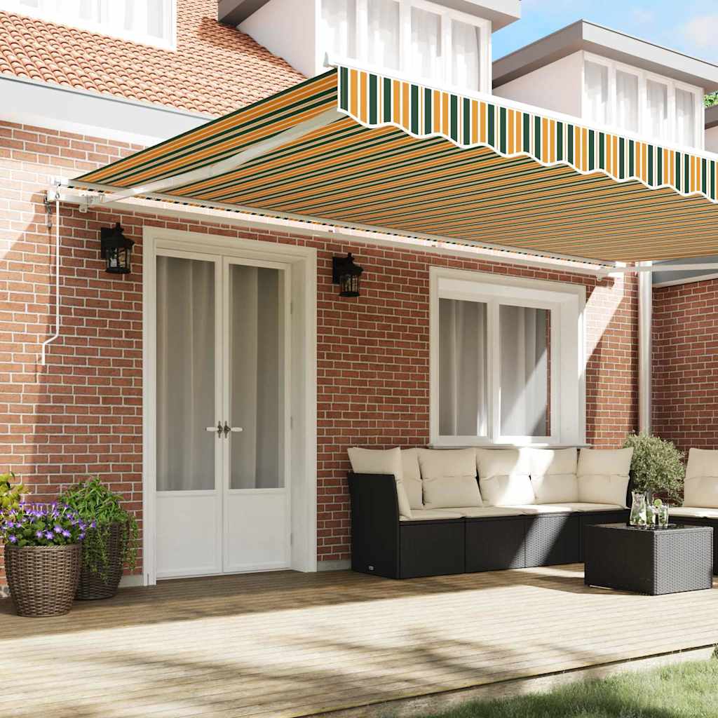 Toldo Retráctil Verde Y Amarillo 500 X 350 Cm Tela Y Aluminio_2