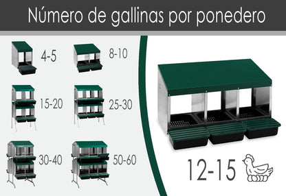 Ponedero Para Gallinas Con Cajón Escamoteador - 3 Huecos_1