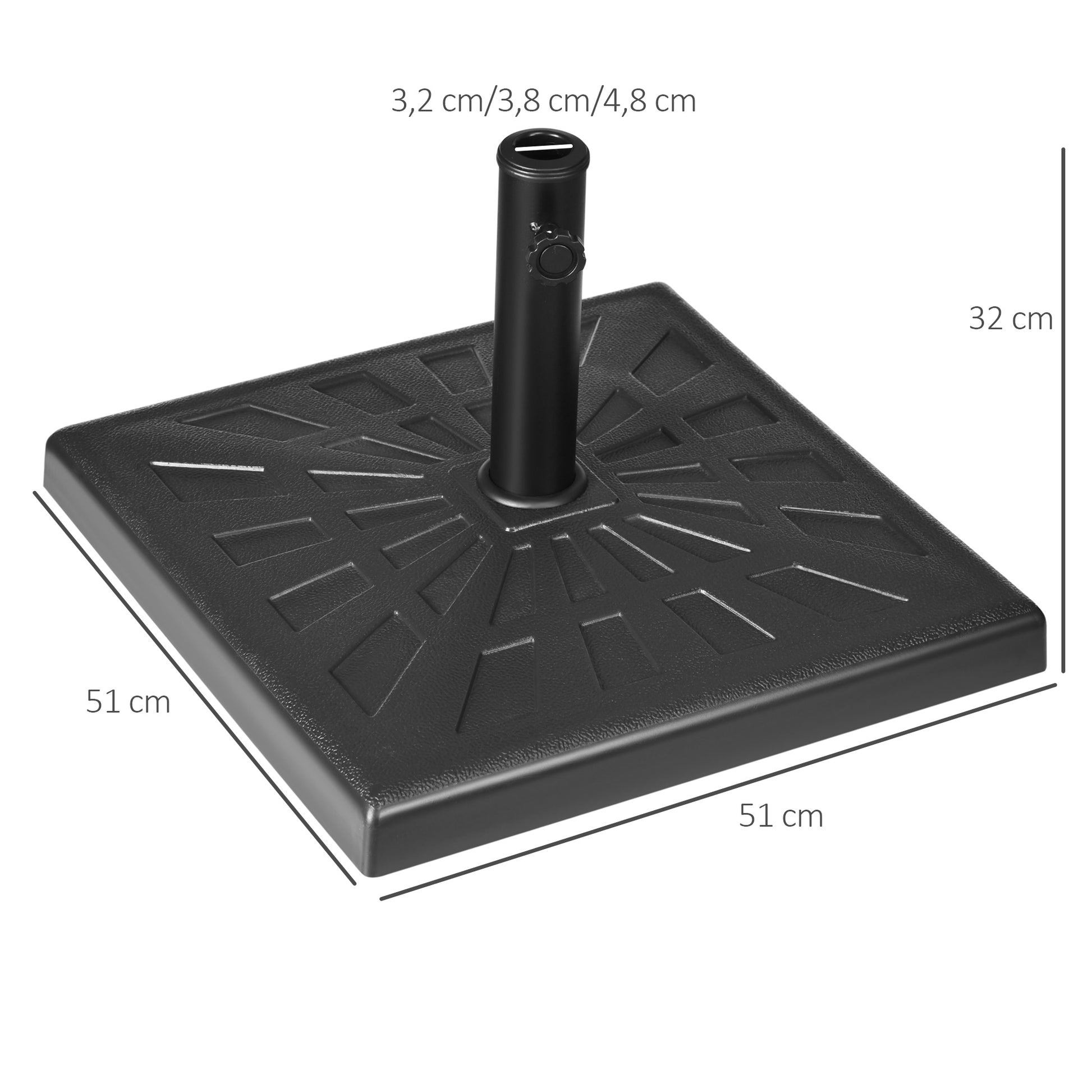 Outsunny Base De Sombrilla De Resina 19 Kg Para Mástil Ø32/38/48 Mm 51x51x32 Cm_2