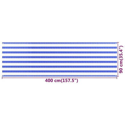 Vidaxl Toldo Para Balcón Hdpe Amarillo Y Blanco 90x400 Cm_4