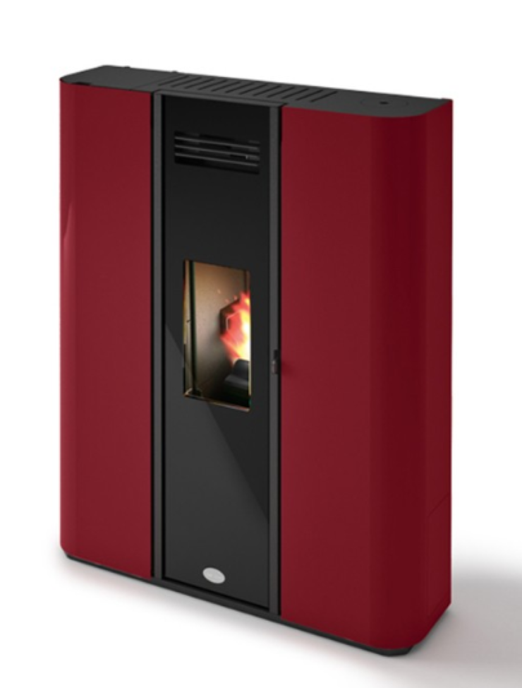 Estufa De Pellet Hermética Eva Calòr Slim Diva 901668300 Acabado Rojo_0