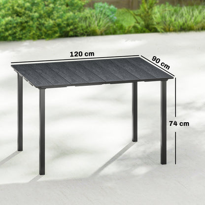 Outsunny Mesa De Comedor De Jardín Rectangular Con Encimera De Hdpe Negro_2
