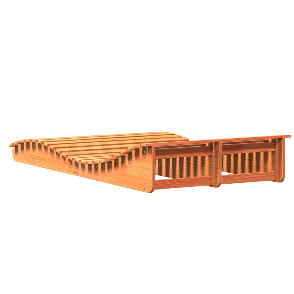 Tumbona De Madera Maciza De Pino Marrón Cera 205x110x31,5 Cm / Vetonek_3