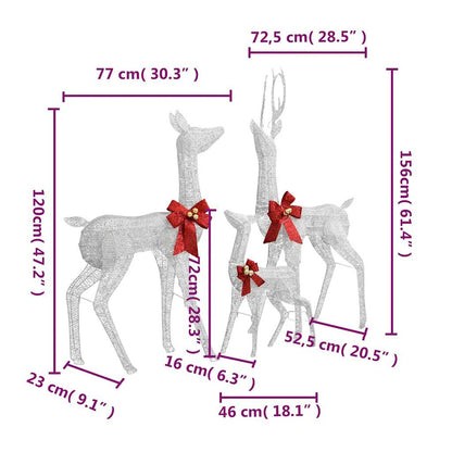 Vidaxl Figuras Familia De Renos De Navidad Blanco Y Plateado 201 Led_2