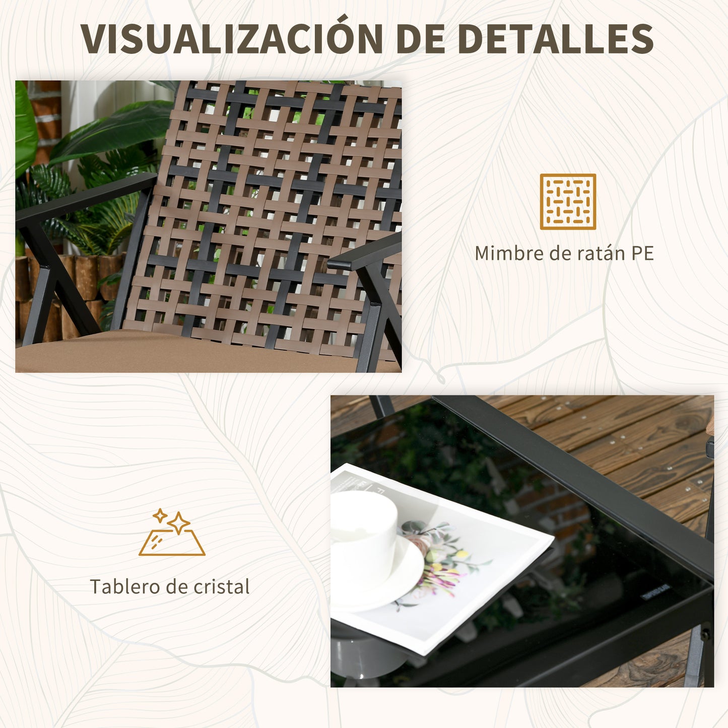 Outsunny Conjunto De Jardín De Ratán Sintético De 4 Piezas Marrón Y Negro_5