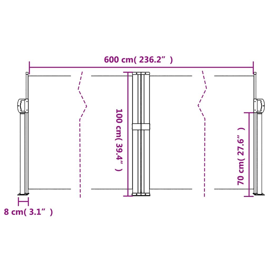 Vidaxl Toldo Lateral Retráctil Gris Taupe 100x600 Cm_2