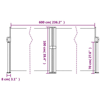 Vidaxl Toldo Lateral Retráctil Rojo 100x600 Cm_2