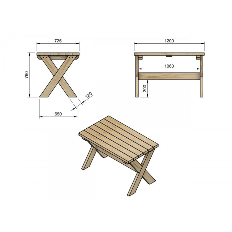 Mesa De Madera Exterior Masgames Xerta 120 Cm Marron.