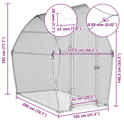 Vidaxl Jaula Para Gallinas Acero Galvanizado Plateado 200x105x182 Cm_2