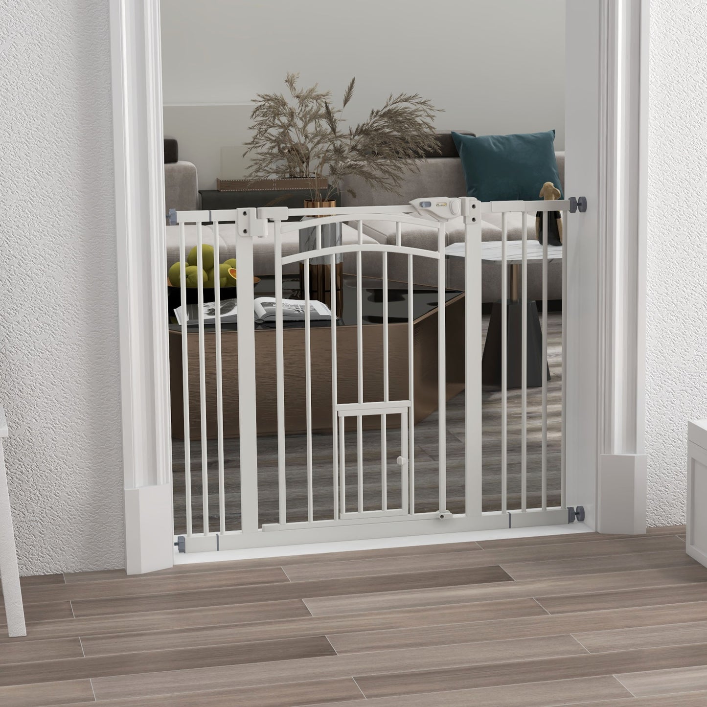 Pawhut Barrera De Seguridad Extensible Con Extensión 74-100x76 Cm Blanco_1
