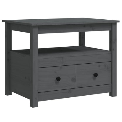 Mesa De Centro De Madera Maciza De Pino Gris 71x49x55 Cm_0