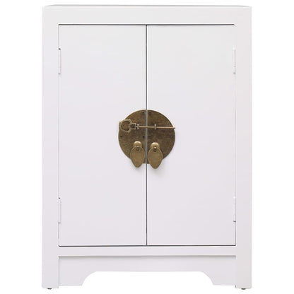 Mesita De Noche Madera De Paulownia Blanco 38x28x52 Cm_0