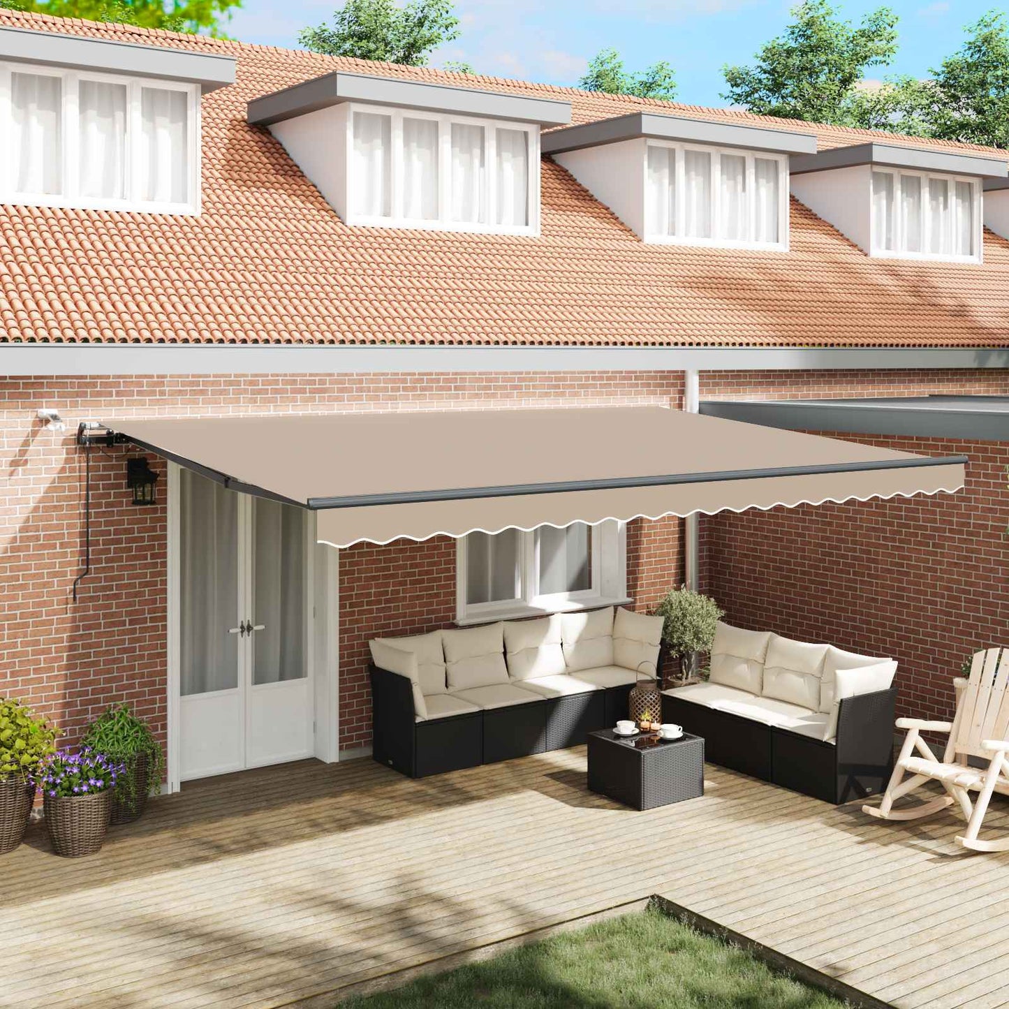 Toldo Retráctil Beige 500 X 300 Cm Poliéster_1
