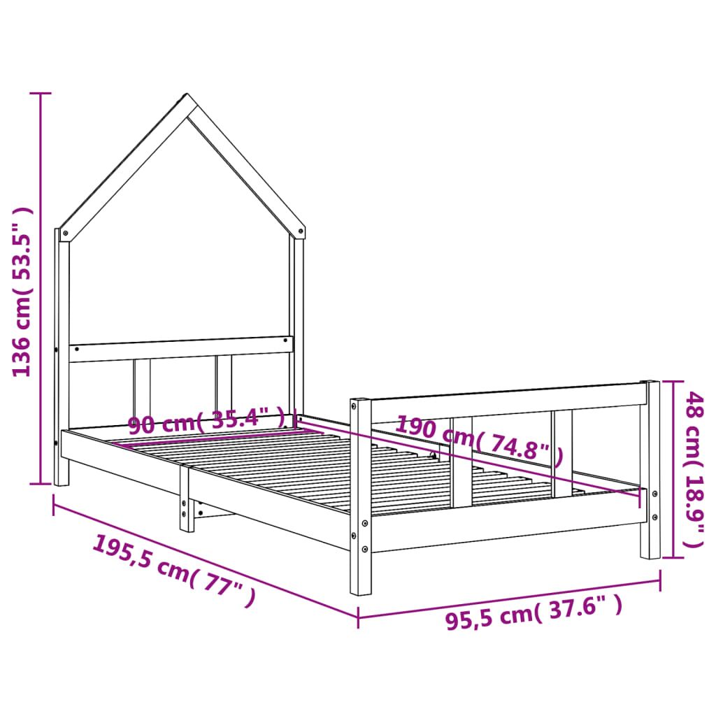 Vidaxl Estructura De Cama Para Niños Madera De Pino Blanco 90x190 Cm_2