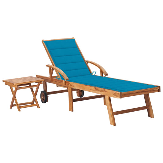 Tumbona Con Mesa Y Cojín Madera Maciza De Teca_0