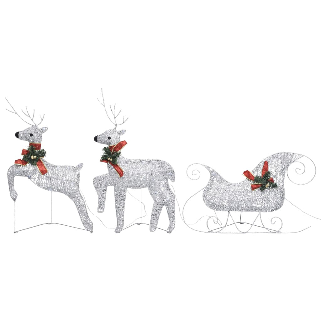 Vidaxl Renos Y Trineo De Navidad Decorativos Con 60 Led Plateado_0