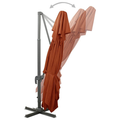Vidaxl Sombrilla De Jardín Voladiza Con Doble Techo Terracota 400x300 Cm_3