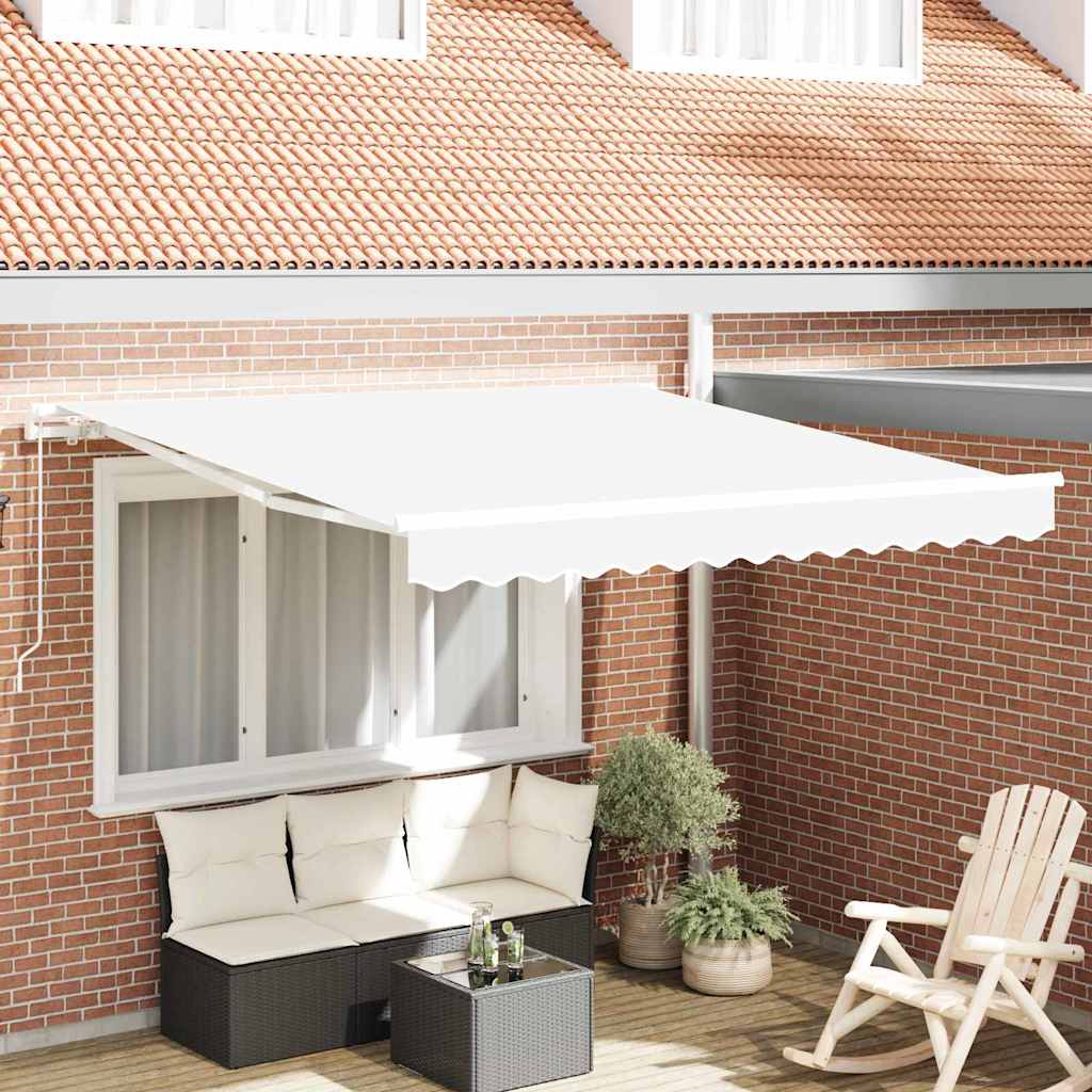 Toldo Retráctil Blanco 350 X 250 Cm Poliéster Y Aluminio_1