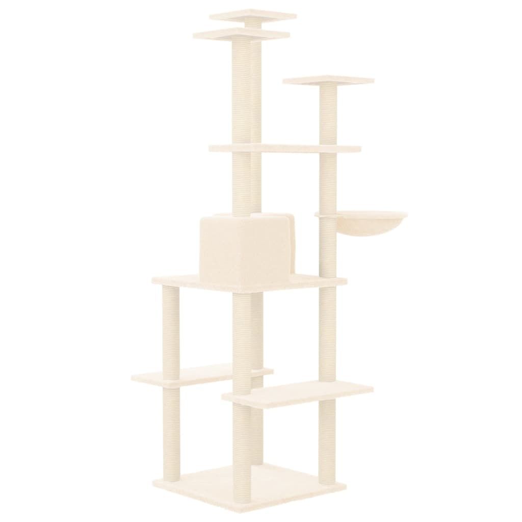 Vidaxl Rascador Para Gatos Con Postes De Sisal Color Crema 167 Cm_4