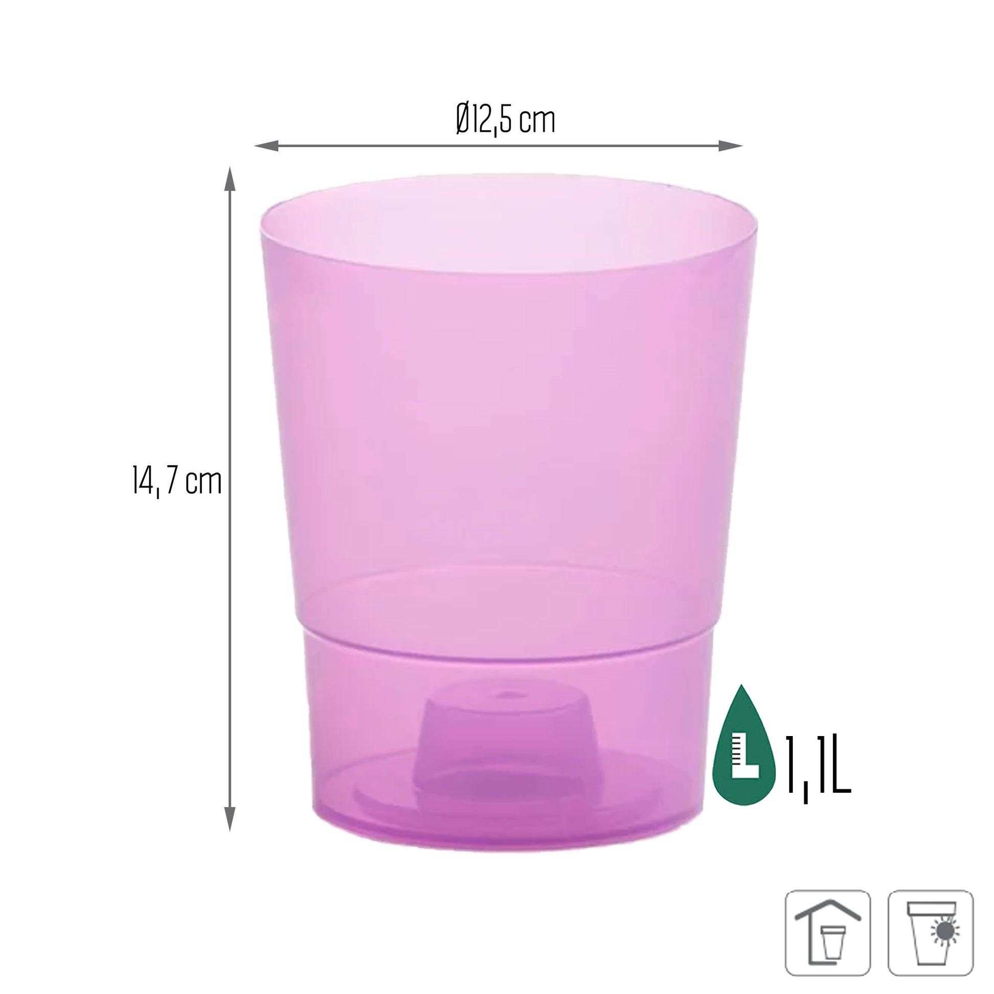 Maceta Coubi Orchid 1,1l., Dimensiones (mm) 125x125x147, Color Violeta Transparente_2