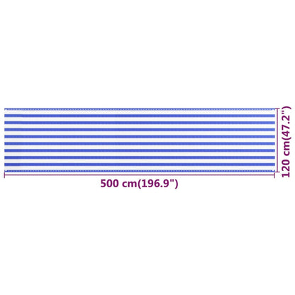 Vidaxl Toldo Para Balcón Hdpe Azul Y Blanco 120x500 Cm_2