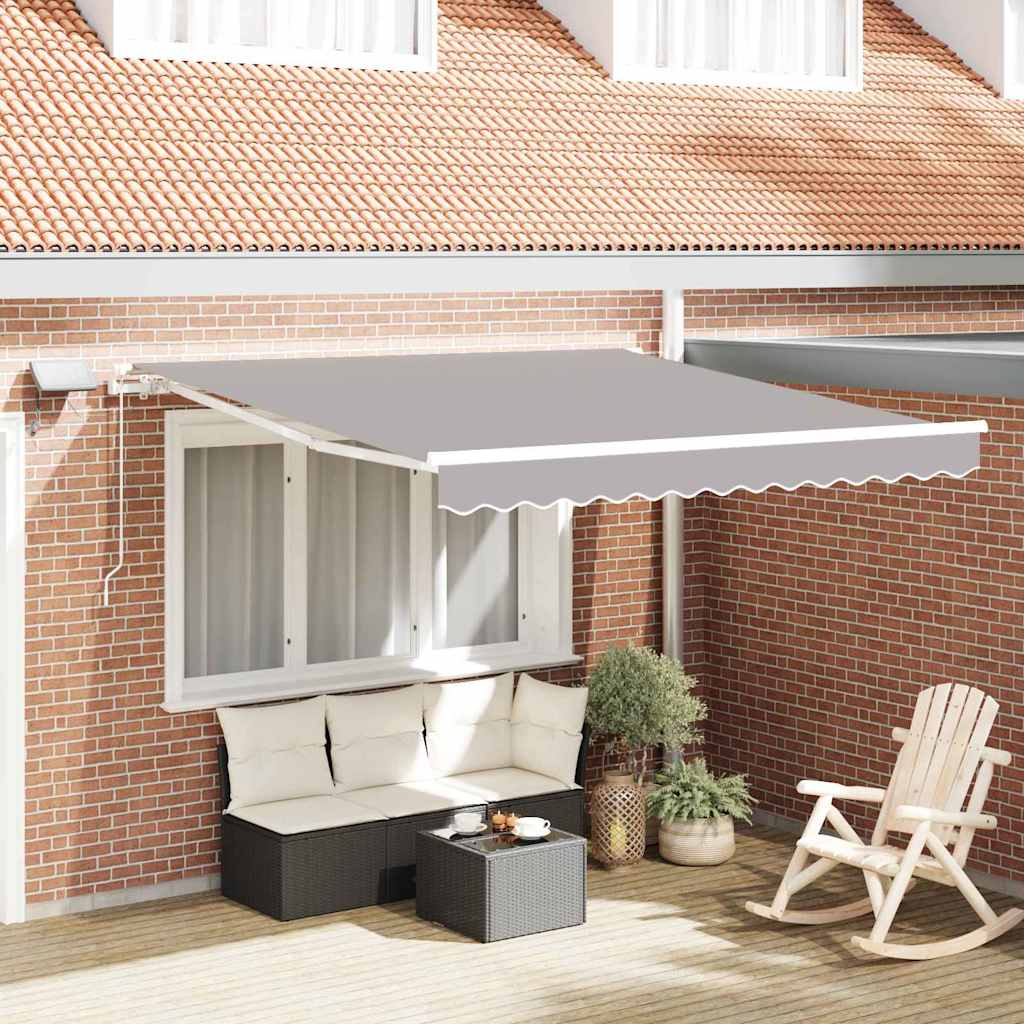 Toldo Retráctil Gris Claro 350 X 250 Cm Tela Y Aluminio_1