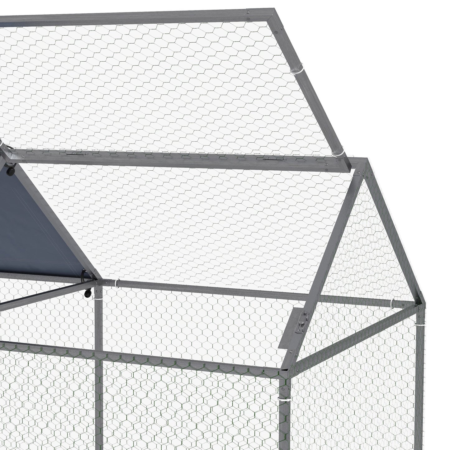 Pawhut Jaula Para Animales Pequeños Con 1 Puerta Superior 198x100x120 Cm Plata_3