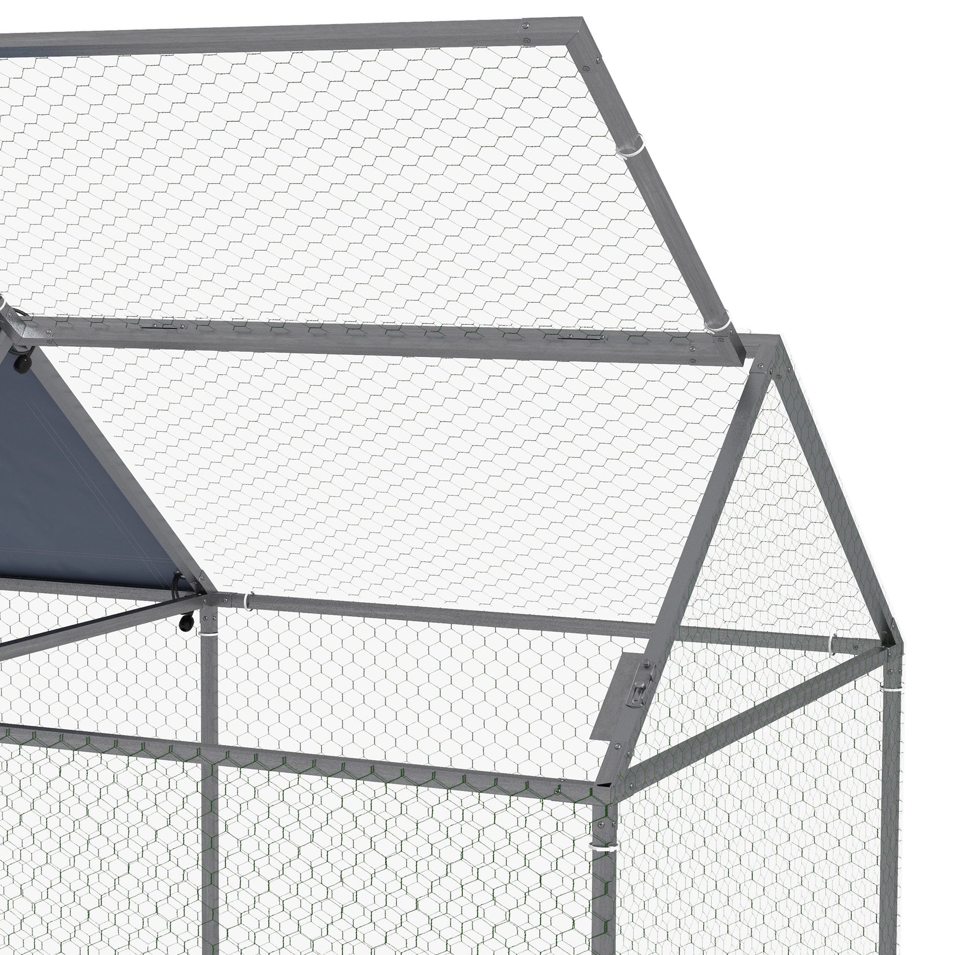 Pawhut Jaula Para Animales Pequeños Con 1 Puerta Superior 198x100x120 Cm Plata_3