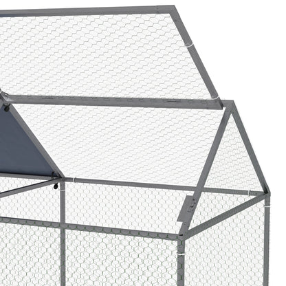 Pawhut Jaula Para Animales Pequeños Con 1 Puerta Superior 198x100x120 Cm Plata_3