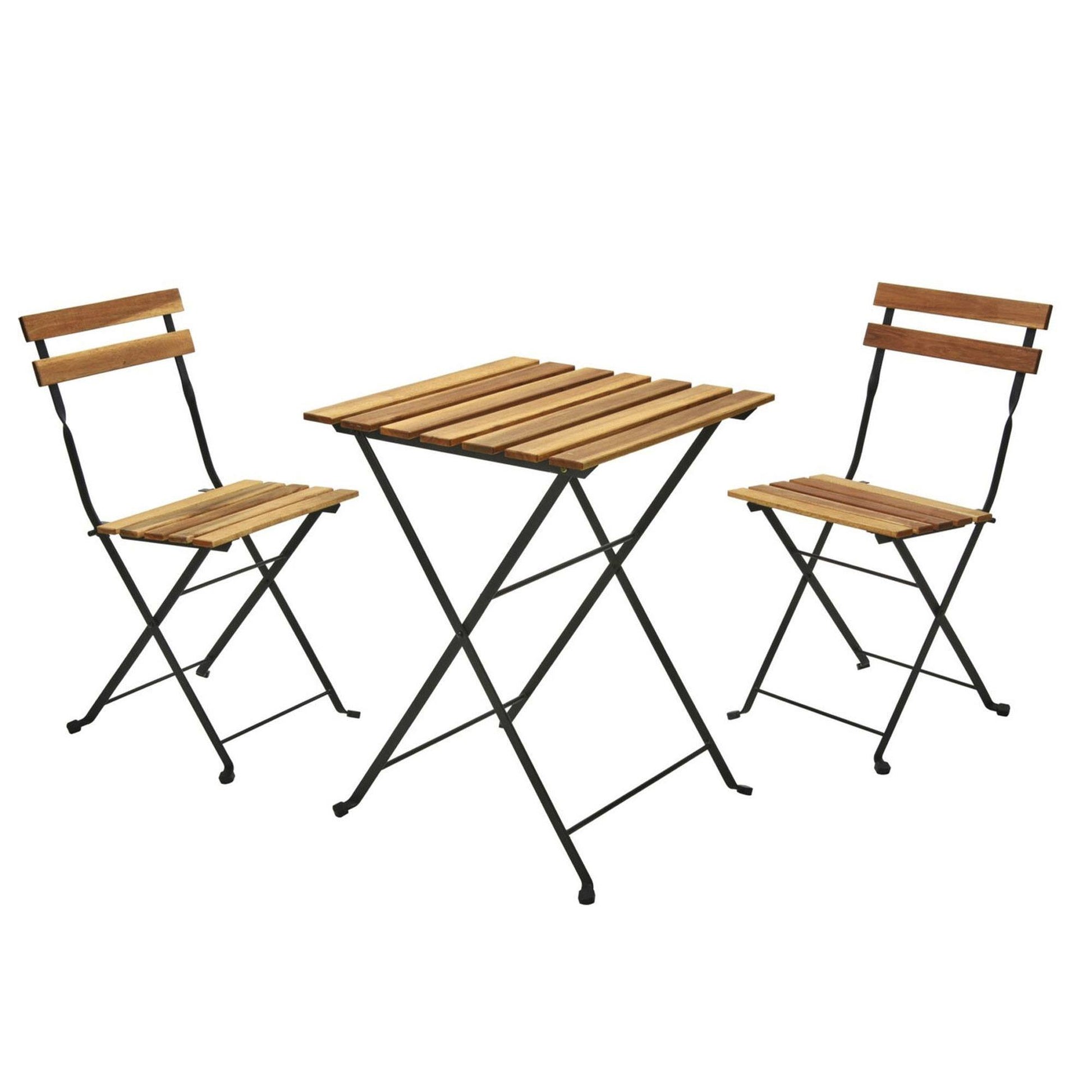 Well Home - Juego 'bistro' Mesa Y 2 Sillas En Madera Y Acero Negro_0