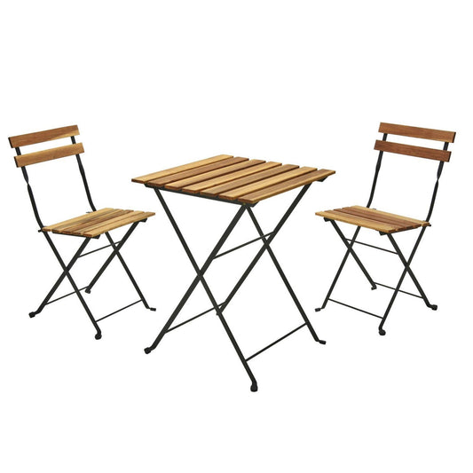 Well Home - Juego 'bistro' Mesa Y 2 Sillas En Madera Y Acero Negro_0