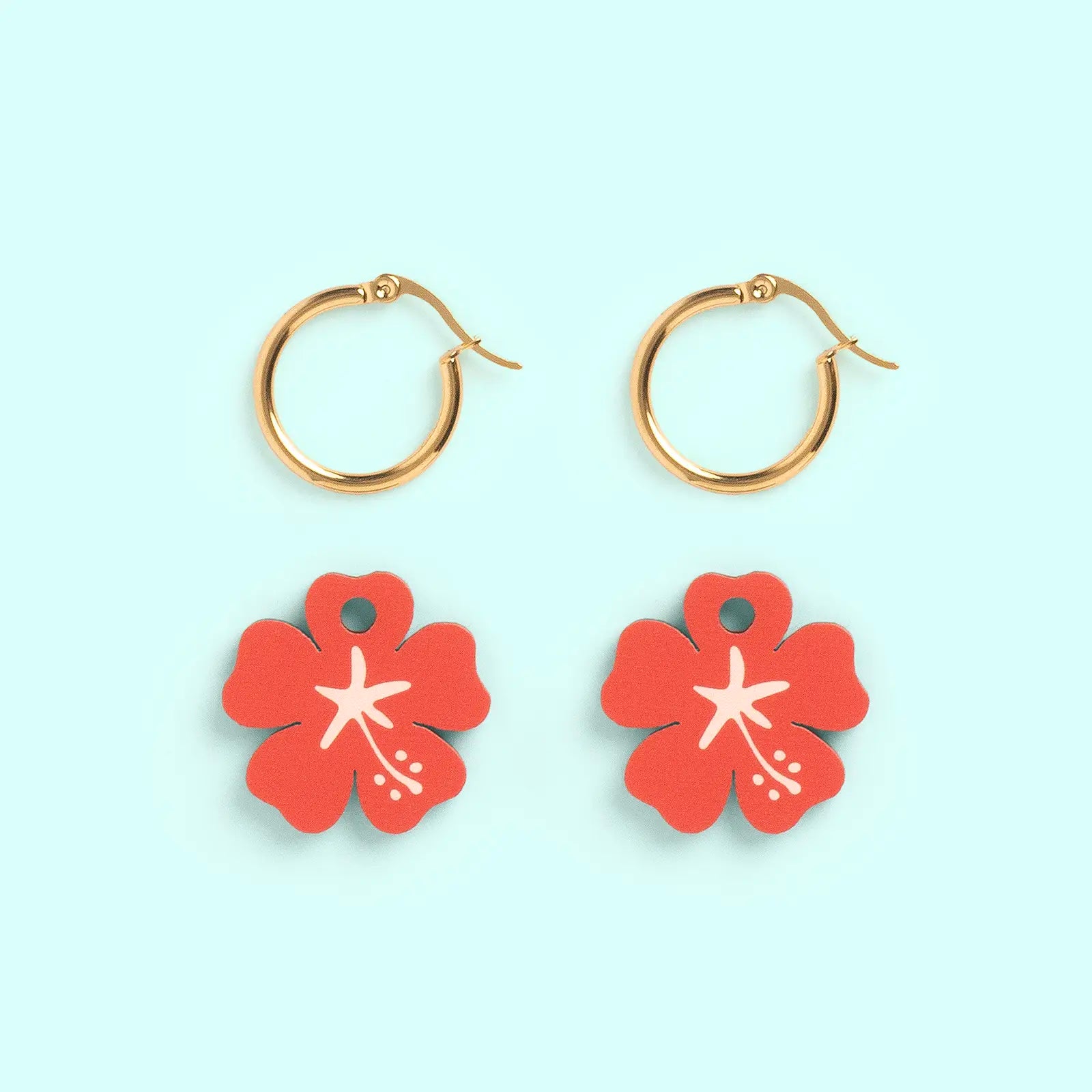 Pendientes Hibisco Nature Vibes - Acero Quirúrgico y Baño de Oro 18k - Resetea_2