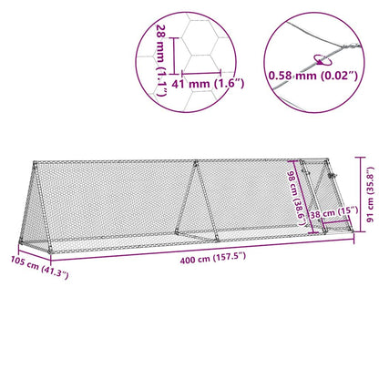 Vidaxl Jaula Para Gallinas Acero Galvanizado Plateado 400x105x91 Cm_2