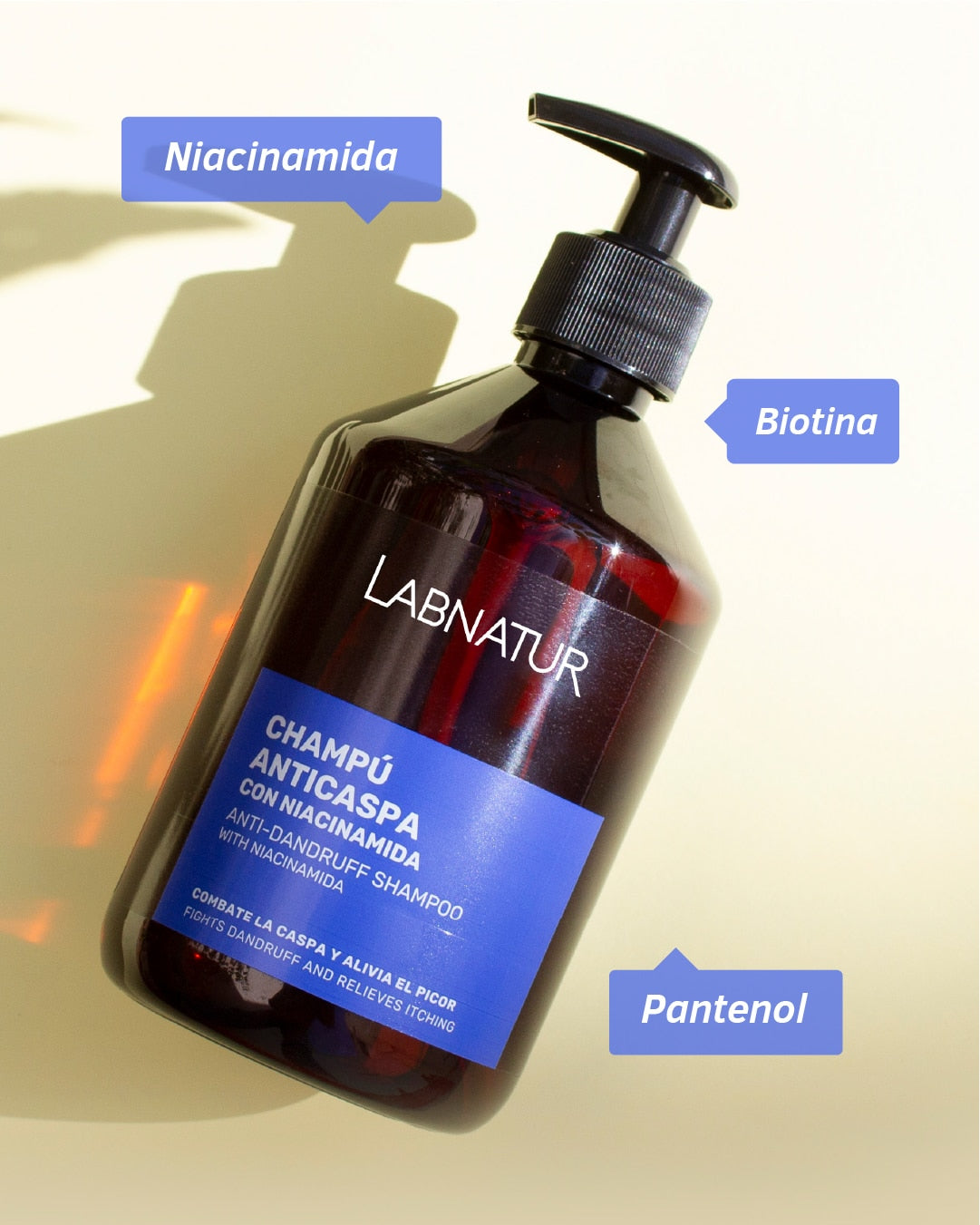 Champú Anticaspa con Niacinamida Labnatur 500 ml | Control de Sebo | Alivia el Picor | Cabello Graso | Vegano_1