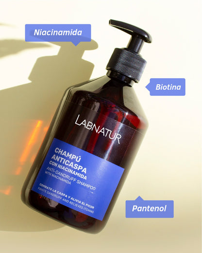 Champú Anticaspa con Niacinamida Labnatur 500 ml | Control de Sebo | Alivia el Picor | Cabello Graso | Vegano_1