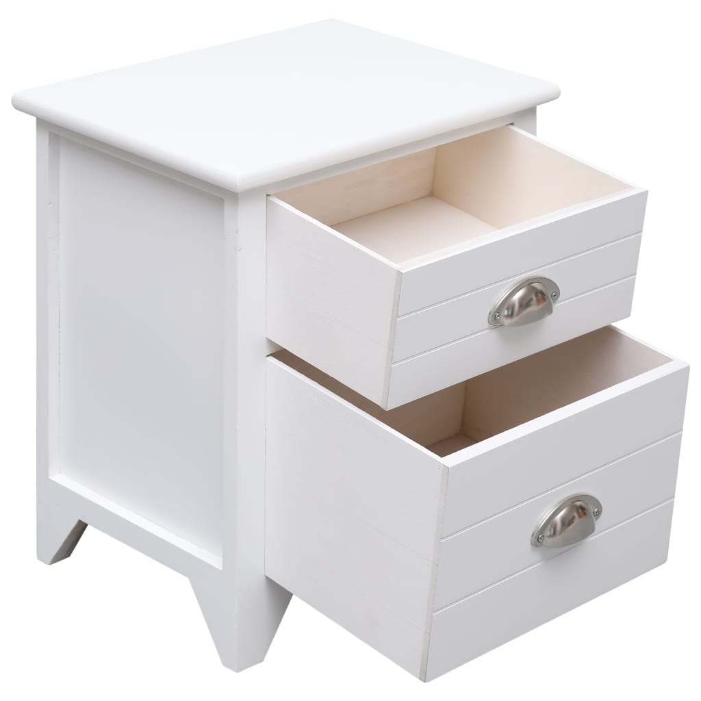 Mesita De Noche Madera De Paulownia Blanco 38x28x45 Cm_1