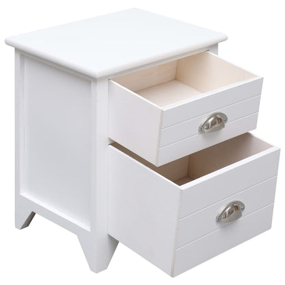 Mesita De Noche Madera De Paulownia Blanco 38x28x45 Cm_1