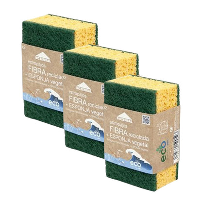 6 Estropajos con Esponja Vegetal Eco Friendly ROZENBAL (3 Packs de 2)