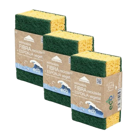 6 Estropajos con Esponja Vegetal Eco Friendly ROZENBAL (3 Packs de 2)